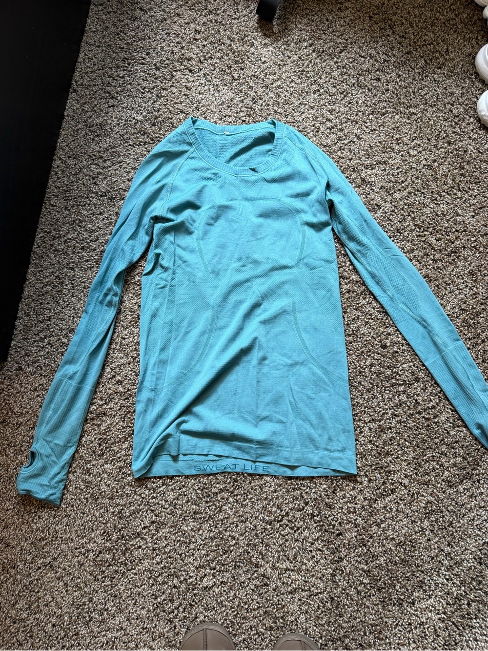 lululemon athletica Long-Sleeve Performance Top - Aqua Teal